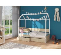 Bērnu gulta Otello White ar stelāžu Guļamvietas platums: 90 cm, Guļamvietas garums: 200 cm, Platums: 97 cm, Garums: 210 cm, Augstums: 172 cm, Ar resti: 1, Ar barjeru: 1, Ar veļas kasti: 1, Virsma: Matēta, Guļamvietu skaits: 1, stelāžas tips: koka, Korpusa krāsa: balts, Elementu krāsa: sonoma, Izgatavošanas materiāls: dabīgs koks + LKSP