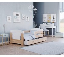 Bērnu gulta Filip Color 80x180 ar stelāžu Guļamvietas platums: 80 cm, Guļamvietas garums: 180 cm, Platums: 85 cm, Garums: 183 cm, Augstums: 63 cm, Ar resti: 1, Ar barjeru: 1, Ar veļas kasti: 1, Virsma: Matēta, Guļamvietu skaits: 1, stelāžas tips: koka, Korpusa krāsa: balts, Elementu krāsa: sonoma, Izgatavošanas materiāls: KSP