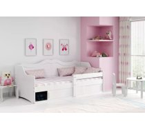 Bērnu gulta Julia Kids Basic ar stelāžu Guļamvietas platums: 80 cm, Guļamvietas garums: 160 cm, Platums: 84 cm, Garums: 163 cm, Augstums: 65 cm, Ar resti: 1, Ar barjeru: 1, Ar veļas kasti: 1, Virsma: Matēta, Guļamvietu skaits: 1, stelāžas tips: koka, Korpusa krāsa: balts, Elementu krāsa: rozā, Izgatavošanas materiāls: dabīgs koks + MDF