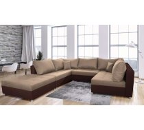 Dīvāns Denver Premium standard Dziļums: 199 cm, Guļamvietas platums: 180 cm, Platums: 288 cm, Augstums: 85 cm, Sēdvietas augstums: 39 cm, Sēdvietas dziļums: 53 cm, Guļamvietas garums: 275 cm, Pildījums: Falista + augstas kvalitātes putas (porolons), Apdare: audums + eko āda, Ar pufu: 1, Ar papildu spilveniem: 1, Dīvāna tips: u veida dīvāni, Ar veļas kasti: 1, izvelkamie: 1, Auduma numurs: Sawana 25 + Dolaro 33, Krāsa: brūns + tumši brūns