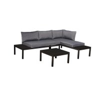 Terases mēbeles Vento Black Korpusa krāsa: melns, Elementu krāsa: pelēks, Platums: 160 cm, Dziļums: 160 cm, Augstums: 69 cm, Materiāls: tērauds