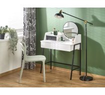 Kosmētikas galds Agnes Modern Platums: 80 cm, Korpusa krāsa: balts, Atvilktņu skaits: 3, Elementu krāsa: melns, Ar atvilktnēm: 1, Virsma: matēta, Izgatavošanas materiāls: LKSP + tērauds, Augstums: 120 cm, Dziļums: 42 cm, Ar spoguli: jā