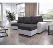 Dīvāns Dakar L standard Dziļums: 140 cm, Guļamvietas platums: 132 cm, Platums: 239 cm, Augstums: 90 cm, Sēdvietas augstums: 40 cm, Sēdvietas dziļums: 52 cm, Guļamvietas garums: 200 cm, Pildījums: Falista + augstas elastības putas (porolons), Apdare: audums + eko āda, Dīvāna tips: stūra dīvāni, Ar veļas kasti: 1, izvelkamie: 1, Auduma numurs: Sawana 96 + Madryt 120, Krāsa: tumši pelēks + balts
