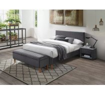 Gulta Azurro Velvet ar stelāžu Guļamvietas platums: 140 cm, Guļamvietas garums: 200 cm, stelāžas tips: koka, Platums: 145 cm, Garums: 206 cm, Augstums: 96 cm, Apdares materiāls: audums, Matrača nepieciešamais augstums: 16 cm, Augstums no grīdas līdz matracim (min): 36 cm, Ar resti: 1, Auduma nosaukums: Bluvel 14, Krāsa: pelēks