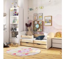 Bērnu gulta Smile ar stelāžu Guļamvietas platums: 70 cm, Guļamvietas garums: 140 cm, Platums: 80 cm, Garums: 144 cm, Augstums: 65 cm, Ar resti: 1, Ar barjeru: 1, Ar matraci: 1, Ar veļas kasti: 1, Virsma: Matēta, Guļamvietu skaits: 1, Matrača apraksts: Putas (porolons), stelāžas tips: koka, Korpusa krāsa: sonoma, Elementu krāsa: Balts, Izgatavošanas materiāls: LKSP + finieris