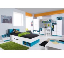 Komplekts Mobi C Korpusa krāsa: balts, Elementu krāsa: tirkīzs, Elementu skaits: 7, Izgatavošanas materiāls: lamināts + finieris, Ar skapi: 1, Ar plauktu: 1, Ar galdu: 1, Ar resti: 1