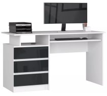 Galds CLP 135 Gloss Garums: 135 cm, Augstums: 77 cm, Korpusa krāsa: balts, Platums: 60 cm, Izgatavošanas materiāls: MDF + LKSP + finieris, Elementu krāsa: grafīts, Forma: taisnstūra, Virsma: matēta + spīdīga, Ar tastatūras plauktu: 1, Ar plauktiem: 1, Ar atvilktnēm: 1