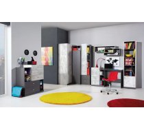 Komplekts Tablo F Korpusa krāsa: grafīts, Elementu krāsa: enigma, Augstums: 195 cm, Elementu skaits: 6, Izgatavošanas materiāls: lamināts + finieris, Ar skapi: 1, Ar plauktu: 1, Ar galdu: 1