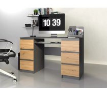 Galds Kuba Office Garums: 130 cm, Augstums: 76 cm, Korpusa krāsa: antracīts, Platums: 51 cm, Izgatavošanas materiāls: laminēta KSP plātne, Elementu krāsa: ozols artisan, Forma: taisnstūra, Ar tastatūras plauktu: 1, Ar atvilktnēm: 1