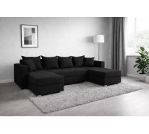 Dīvāns Hugo U standard Dziļums: 142 cm, Guļamvietas platums: 130 cm, Platums: 298 cm, Augstums: 80 cm, Guļamvietas garums: 268 cm, Pildījums: Augstas kvalitātes putas (porolons), Apdare: audums, Ar papildu spilveniem: 1, Dīvāna tips: u veida dīvāni, Ar veļas kasti: 1, izvelkamie: 1, Auduma numurs: Sawana 14, Krāsa: melns