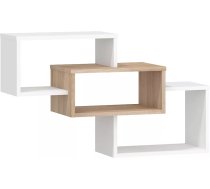 Plaukts Rio 17 Platums: 85 cm, Korpusa krāsa: balts, Elementu krāsa: sonoma, Augstums: 51 cm, Dziļums: 26 cm, Materiāls: LKSP, Plaukta tips: sienas, Sienas: 1, Virsma: mātēta, Plauktu skaits: 3