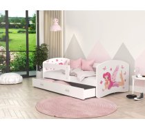 Bērnu gulta Lucky W04L ar stelāžu Guļamvietas platums: 80 cm, Guļamvietas garums: 140 cm, Platums: 85 cm, Garums: 143 cm, Augstums: 65 cm, Ar resti: 1, Ar barjeru: 1, Ar veļas kasti: 1, Virsma: Matēta, stelāžas tips: koka, Korpusa krāsa: balts, Elementu krāsa: daudzkrāsains, Izgatavošanas materiāls: LKSP