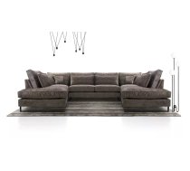 Dīvāns Corblack U Standard Dziļums: 224 cm, Platums: 407 cm, Augstums: 103 cm, Sēdvietas augstums: 55 cm, Pildījums: Falista + augstas kvalitātes putas (porolons), Apdare: audums, Ar papildu spilveniem: 1, Dīvāna tips: u veida dīvāni, Auduma numurs: Torre 19, Krāsa: grafīts