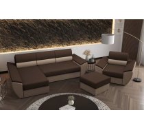 Komplekts Rebi L3+1S+P Standard Dziļums: 140 cm, Apdare: audums, Guļamvietas izmērs: 130x200 cm, Platums: 251 cm, Augstums: 88 cm, Sēdvietas augstums: 39 cm, Sēdvietas dziļums: 50 cm, Ar veļas kasti: 1, Ar krēslu: 1, Izvēlkamais dīvāns: 1, Dīvāna tips komplektā: stūra, Auduma numurs: Rainbow 20 + 05, Krāsa: brūns + bēšs