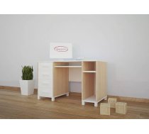 Galds Animals B02 Garums: 125 cm, Maksimālais augstums: 89 cm, Augstums: 75 cm, Korpusa krāsa: balts, Platums: 60 cm, Izgatavošanas materiāls: MDF plātne, Elementu krāsa: gaišais bumbieris, Forma: taisnstūra, Plaukts sistēmas blokam: 1, Ar tastatūras plauktu: 1, Ar plauktiem: 1, Ar atvilktnēm: 1