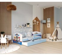 Bērnu gulta Lucky W47L ar stelāžu Guļamvietas platums: 80 cm, Guļamvietas garums: 140 cm, Platums: 85 cm, Garums: 143 cm, Augstums: 65 cm, Ar resti: 1, Ar barjeru: 1, Ar veļas kasti: 1, Virsma: Matēta, stelāžas tips: koka, Korpusa krāsa: gaiši zils, Elementu krāsa: daudzkrāsains, Izgatavošanas materiāls: LKSP