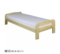 Gulta LK 122 ar stelāžu Kājiņu izmērs: 2.5x11.5 cm, Guļamvietas platums: 80 cm, Guļamvietas garums: 200 cm, stelāžas tips: koka, Platums: 87 cm, Garums: 206 cm, Augstums: 51 cm, Matrača nepieciešamais augstums: 16 cm, Ar veļas kasti: 1, Augstums no grīdas līdz matracim (min): 32 cm, Ar resti: 1, Izgatavošanas materiāls: dabīgs koks (priede), Krāsa: priede