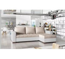 Dīvāns Newark Lux standard Dziļums: 150 cm, Guļamvietas platums: 125 cm, Platums: 237 cm, Augstums: 90 cm, Sēdvietas augstums: 41 cm, Sēdvietas dziļums: 57 cm, Guļamvietas garums: 195 cm, Pildījums: Bonell atsperes + putas (porolons), Apdare: audums + eko āda, Dīvāna tips: stūra dīvāni, Ar veļas kasti: 1, izvelkamie: 1, Auduma numurs: Dora 21/Soft 17, Izvilkšanas mehānisms: Automāts DL, Krāsa: gaiši bēšs + balts