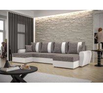 Dīvāns Davos U standard Dziļums: 140 cm, Guļamvietas platums: 130 cm, Platums: 301 cm, Augstums: 90 cm, Sēdvietas augstums: 40 cm, Sēdvietas dziļums: 52 cm, Guļamvietas garums: 270 cm, Pildījums: Putas (porolons), Apdare: audums + eko āda, Ar papildu spilveniem: 1, Dīvāna tips: u veida dīvāni, Ar veļas kasti: 1, izvelkamie: 1, Auduma numurs: Kornet 02 + Dolaro 511, Krāsa: tumši pelēks + balts