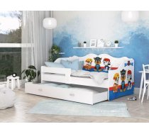 Bērnu gulta Neli Paw Patrol ar stelāžu Guļamvietas platums: 80 cm, Guļamvietas garums: 160 cm, Platums: 85 cm, Garums: 163 cm, Augstums: 65 cm, Ar resti: 1, Ar barjeru: 1, Ar veļas kasti: 1, Virsma: Matēta, Guļamvietu skaits: 1, stelāžas tips: koka, Izgatavošanas materiāls: MDF plātne, Krāsa: balts