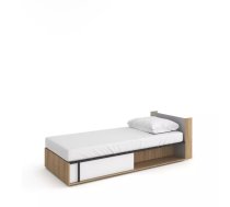 Gulta Imola IM-15 Right ar stelāžu Guļamvietas platums: 90 cm, Korpusa krāsa: ozols, Guļamvietas garums: 200 cm, stelāžas tips: koka, Platums: 94 cm, Garums: 217 cm, Elementu krāsa: pelēks, Augstums: 66 cm, Ar veļas kasti: 1, Ar resti: 1, Ar matraci: 1, Izgatavošanas materiāls: LKSP, Ar pacelšanas mehānismu: 1