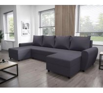 Dīvāns Dakar U standard Dziļums: 140 cm, Guļamvietas platums: 130 cm, Platums: 308 cm, Augstums: 90 cm, Sēdvietas augstums: 40 cm, Sēdvietas dziļums: 52 cm, Guļamvietas garums: 270 cm, Pildījums: Falista + augstas elastības putas (porolons), Apdare: audums, Dīvāna tips: u veida dīvāni, Ar veļas kasti: 1, izvelkamie: 1, Auduma numurs: Sawana 96, Krāsa: tumši pelēks