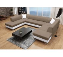 Dīvāns Darco U Standard Dziļums: 220 cm, Guļamvietas platums: 130 cm, Platums: 340 cm, Augstums: 80 cm, Sēdvietas augstums: 42 cm, Sēdvietas dziļums: 58 cm, Guļamvietas garums: 270 cm, Pildījums: Falista + augstas kvalitātes putas (porolons), Apdare: audums + eko āda, Ar papildu spilveniem: 1, Dīvāna tips: u veida dīvāni, Ar veļas kasti: 1, izvelkamie: 1, Auduma numurs: Inari 23 + Soft 17, Krāsa: gaiši brūns + balts