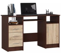 Galds Ana Classic Garums: 125 cm, Augstums: 77 cm, Korpusa krāsa: kastanis venge, Platums: 50 cm, Izgatavošanas materiāls: LKSP, Elementu krāsa: sonoma, Forma: taisnstūra, Virsma: matēta, Ar tastatūras plauktu: 1, Ar plauktiem: 1, Ar atvilktnēm: 1
