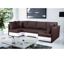 Dīvāns R-city U Standard Dziļums: 144 cm, Guļamvietas platums: 145 cm, Platums: 288 cm, Augstums: 90 cm, Sēdvietas augstums: 41 cm, Sēdvietas dziļums: 53 cm, Guļamvietas garums: 267 cm, Pildījums: Falista + augstas kvalitātes putas (porolons), Apdare: audums + eko āda, Dīvāna tips: u veida dīvāni, Ar veļas kasti: 1, izvelkamie: 1, Auduma numurs: Inari 28 + Soft 17, Krāsa: tumši brūns + balts