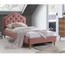 Gulta Chloe ar stelāžu Guļamvietas platums: 90 cm, Guļamvietas garums: 200 cm, stelāžas tips: koka, Platums: 104 cm, Garums: 215 cm, Augstums: 106 cm, Apdares materiāls: audums, Augstums no grīdas līdz matracim (min): 33 cm, Ar resti: 1, Auduma nosaukums: Bluvel 14, Izgatavošanas materiāls: dabīgs koks, Krāsa: rozā