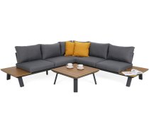 Terases mēbeles Monako Garden Korpusa krāsa: tumši pelēks + brūns, Elementu krāsa: pelēks, Platums: 248 cm, Garums: 248 cm, Augstums: 80 cm, Materiāls: alumīnijs