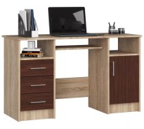 Galds Ana Classic Garums: 125 cm, Augstums: 77 cm, Korpusa krāsa: sonoma, Platums: 50 cm, Izgatavošanas materiāls: LKSP, Elementu krāsa: kastanis venge, Forma: taisnstūra, Virsma: matēta, Ar tastatūras plauktu: 1, Ar plauktiem: 1, Ar atvilktnēm: 1