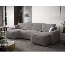 Dīvāns Ambro U standard Dziļums: 143 cm, Guļamvietas platums: 131 cm, Platums: 300 cm, Augstums: 85 cm, Sēdvietas augstums: 38 cm, Guļamvietas garums: 270 cm, Pildījums: Falista + augstas kvalitātes putas (porolons), Apdare: audums, Ar papildu spilveniem: 1, Dīvāna tips: u veida dīvāni, Ar veļas kasti: 1, izvelkamie: 1, Auduma numurs: Poso 55, Krāsa: pelēks