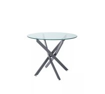 Galds Agis Augstums: 71 cm, Korpusa krāsa: caurspīdīgs, Elementu krāsa: melns, Diametrs: 90 cm, Materiāls: metāls + rūdīts stikls, Virsma: stikla, Forma: aplis