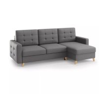 Dīvāns Vegas Corner Lux standard Dziļums: 151 cm, Guļamvietas platums: 146 cm, Platums: 236 cm, Augstums: 95 cm, Sēdvietas augstums: 46 cm, Sēdvietas dziļums: 59 cm, Guļamvietas garums: 206 cm, Pildījums: Falista + augstas elastības putas (porolons), Apdare: audums, Dīvāna tips: stūra dīvāni, Ar veļas kasti: 1, izvelkamie: 1, Auduma numurs: Velo 634, Izvilkšanas mehānisms: DL, Kājiņu krāsa: dabīgs, Krāsa: tumši pelēks