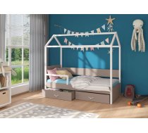 Bērnu gulta Otello White ar stelāžu Guļamvietas platums: 90 cm, Guļamvietas garums: 200 cm, Platums: 97 cm, Garums: 210 cm, Augstums: 172 cm, Ar resti: 1, Ar barjeru: 1, Ar veļas kasti: 1, Virsma: Matēta, Guļamvietu skaits: 1, stelāžas tips: koka, Korpusa krāsa: balts, Elementu krāsa: trifele, Izgatavošanas materiāls: dabīgs koks + LKSP