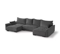 Dīvāns Satin U Standard Dziļums: 186 cm, Guļamvietas platums: 135 cm, Platums: 383 cm, Augstums: 97 cm, Sēdvietas augstums: 44 cm, Sēdvietas dziļums: 60 cm, Guļamvietas garums: 345 cm, Pildījums: Falista + augstas elastības putas (porolons), Apdare: audums, Ar papildu spilveniem: 1, Dīvāna tips: u veida dīvāni, Ar veļas kasti: 1, izvelkamie: 1, Auduma numurs: Fjord 16, Izvilkšanas mehānisms: DL, Krāsa: tumši pelēks