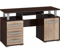 Galds Angel Ang 03 Garums: 135 cm, Augstums: 77 cm, Korpusa krāsa: tumša sonoma, Platums: 55 cm, Izgatavošanas materiāls: laminēta KSP plātne, Elementu krāsa: sonoma, Forma: taisnstūra, Virsma: matēta, Ar tastatūras plauktu: 1, Ar plauktiem: 1, Ar atvilktnēm: 1