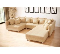 Dīvāns Claudia U Standard ar pufu Dziļums: 194 cm, Guļamvietas platums: 180 cm, Platums: 308 cm, Augstums: 75 cm, Guļamvietas garums: 280 cm, Pildījums: Falista + augstas kvalitātes putas (porolons), Apdare: audums, Ar pufu: 1, Ar papildu spilveniem: 1, Dīvāna tips: u veida dīvāni, Auduma numurs: Sztruks 03, Krāsa: gaiši bēšs