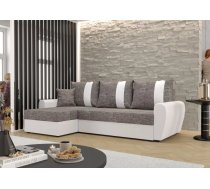 Dīvāns Davos L standard Dziļums: 140 cm, Guļamvietas platums: 135 cm, Platums: 230 cm, Augstums: 89 cm, Sēdvietas augstums: 39 cm, Sēdvietas dziļums: 60 cm, Guļamvietas garums: 200 cm, Pildījums: Putas (porolons), Apdare: audums + eko āda, Dīvāna tips: stūra dīvāni, Ar veļas kasti: 1, izvelkamie: 1, Auduma numurs: Kornet 02 + Dolaro 511, Krāsa: tumši pelēks + balts