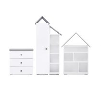Komplekts Pabis Set 1 Korpusa krāsa: balts, Dziļums: 50 cm, Elementu krāsa: pelēks, Augstums: 190.5 cm, Elementu skaits: 4, Izgatavošanas materiāls: LKSP, Ar skapi: 1, Ar plauktu: 1
