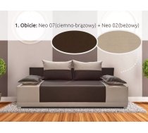 Dīvāns Ibiza Sofa standard Dziļums: 88 cm, Guļamvietas platums: 130 cm, Platums: 195 cm, Augstums: 90 cm, Guļamvietas garums: 195 cm, Pildījums: Bonell + poliuretāna putas (porolons), Apdare: audums, Dīvāna tips: taisni dīvāni, Ar veļas kasti: 1, izvelkamie: 1, Auduma numurs: Neo 07 + Neo 02, Krāsa: tumši brūns + bēšs