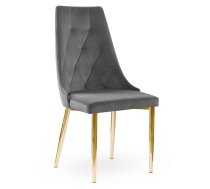 Krēsls Caren 2 Gold Standard Augstums: 96 cm, Platums: 51 cm, Dziļums: 59 cm, Sēdvietas augstums: 48 cm, Materiāls: metāls, Apdare: audums, Auduma numurs: Paros 06, Krāsa: tumši pelēks