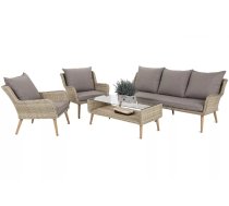 Terases mēbeles Almeria Platums: 67 cm, Garums: 171 cm, Augstums: 75 cm, Materiāls: alumīnijs + tehnorotangs, Krāsa: bēšs