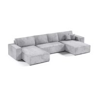 Dīvāns Poso U Standard Dziļums: 185 cm, Guļamvietas platums: 140 cm, Platums: 398 cm, Augstums: 70 cm, Sēdvietas augstums: 40 cm, Sēdvietas dziļums: 70 cm, Guļamvietas garums: 344 cm, Pildījums: Poliuretāna putas (porolons), Apdare: audums, Ar papildu spilveniem: 1, Dīvāna tips: u veida dīvāni, Ar veļas kasti: 1, izvelkamie: 1, Auduma numurs: Poso 55, Izvilkšanas mehānisms: Automāts, Krāsa: pelēks