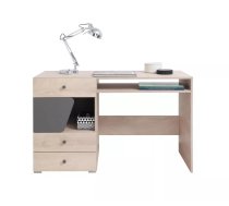 Galds Delta DL9 Garums: 125 cm, Augstums: 76 cm, Platums: 55 cm, Izgatavošanas materiāls: laminēta MDF plātne + nažfinieris, Forma: taisnstūra, Ar tastatūras plauktu: 1, Ar plauktiem: 1, Ar atvilktnēm: 1, Krāsa: ozols + antracīts