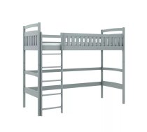 Bērnu gulta Mia S ar stelāžu Guļamvietas platums: 90 cm, Guļamvietas garums: 190 cm, Platums: 97 cm, Garums: 198 cm, Augstums: 174 cm, Augstums no grīdas līdz matracim: 120 cm, Ar resti: 1, Ar barjeru: 1, Guļamvietu skaits: 1, stelāžas tips: koka, Izgatavošanas materiāls: dabīgs koks, Maksimālais noslogojums: 100 kg, Krāsa: pelēks