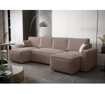 Dīvāns Ambro U standard Dziļums: 143 cm, Guļamvietas platums: 131 cm, Platums: 300 cm, Augstums: 85 cm, Sēdvietas augstums: 38 cm, Guļamvietas garums: 270 cm, Pildījums: Falista + augstas kvalitātes putas (porolons), Apdare: audums, Ar papildu spilveniem: 1, Dīvāna tips: u veida dīvāni, Ar veļas kasti: 1, izvelkamie: 1, Auduma numurs: Poso 02, Krāsa: bēšs