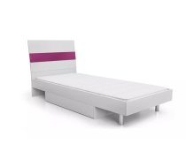 Gulta Raj 1 90x200 ar stelāžu Guļamvietas platums: 90 cm, Korpusa krāsa: balts, Guļamvietas garums: 200 cm, Platums: 94 cm, Garums: 220 cm, Elementu krāsa: violets, Augstums: 91 cm, Matrača nepieciešamais augstums: 15 cm, Ar veļas kasti: 1, Augstums no grīdas līdz matracim (min): 31 cm, Ar resti: 1, Izgatavošanas materiāls: laminēta MDF plātne