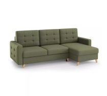 Dīvāns Vegas Corner Lux standard Dziļums: 151 cm, Guļamvietas platums: 146 cm, Platums: 236 cm, Augstums: 95 cm, Sēdvietas augstums: 46 cm, Sēdvietas dziļums: 59 cm, Guļamvietas garums: 206 cm, Pildījums: Falista + augstas elastības putas (porolons), Apdare: audums, Dīvāna tips: stūra dīvāni, Ar veļas kasti: 1, izvelkamie: 1, Auduma numurs: Velo 629, Izvilkšanas mehānisms: DL, Kājiņu krāsa: dabīgs, Krāsa: zaļš